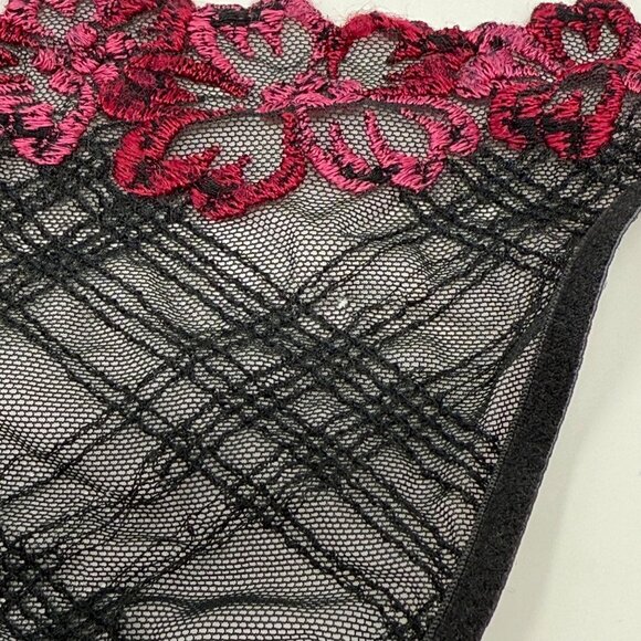 Vintage 2000 Y2K Magenta Noir Sheer Floral Garter Set 34C - Picture 13 of 13